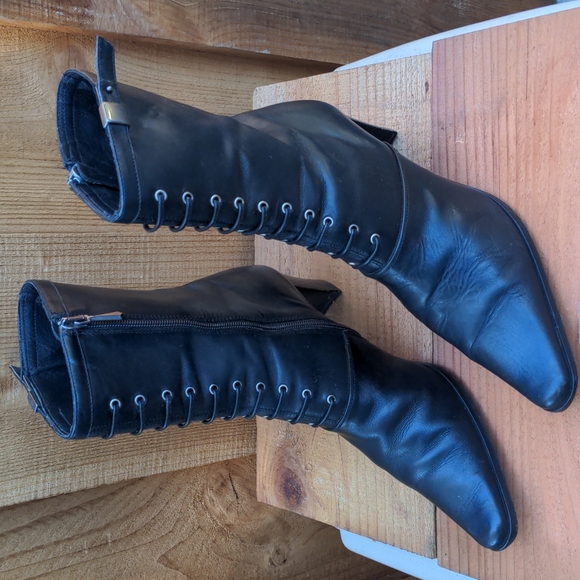 Nobel Black Leather Ankle Boots Made in Italy - Picture 2 of 8